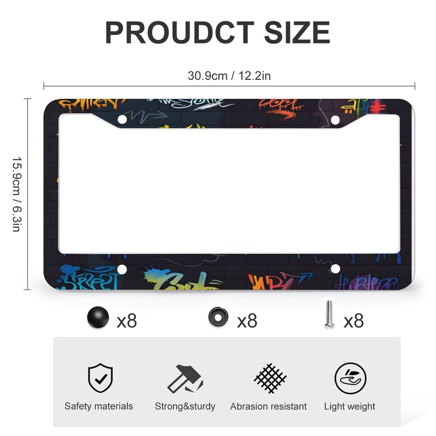 License Plate Frames with 4 Round Holes (1 Pair)
