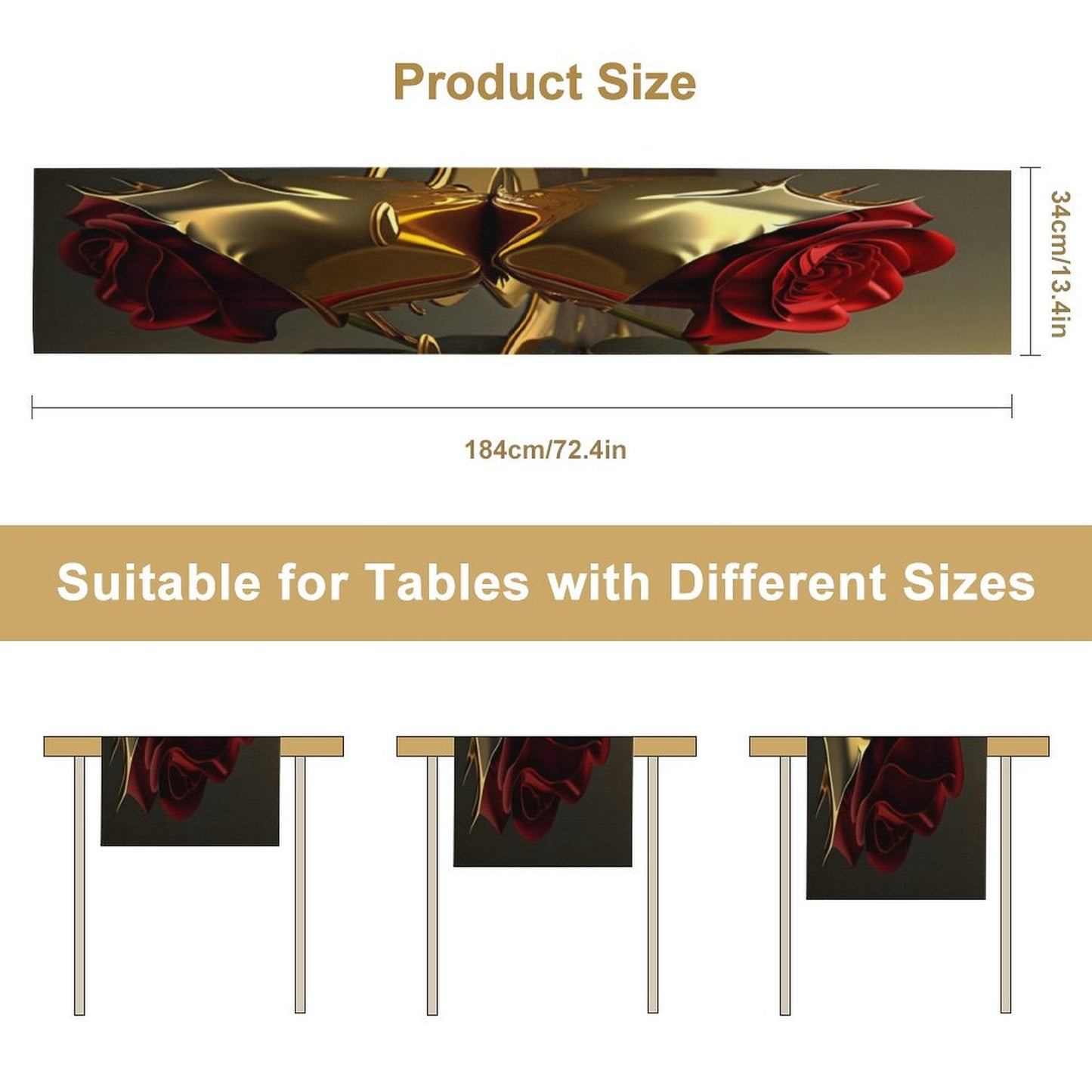 ROSE IN GOLD Flax Table Runner