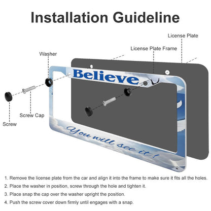 License Plate Frames with 2 Round Holes (1 Pair)-BELIEVE