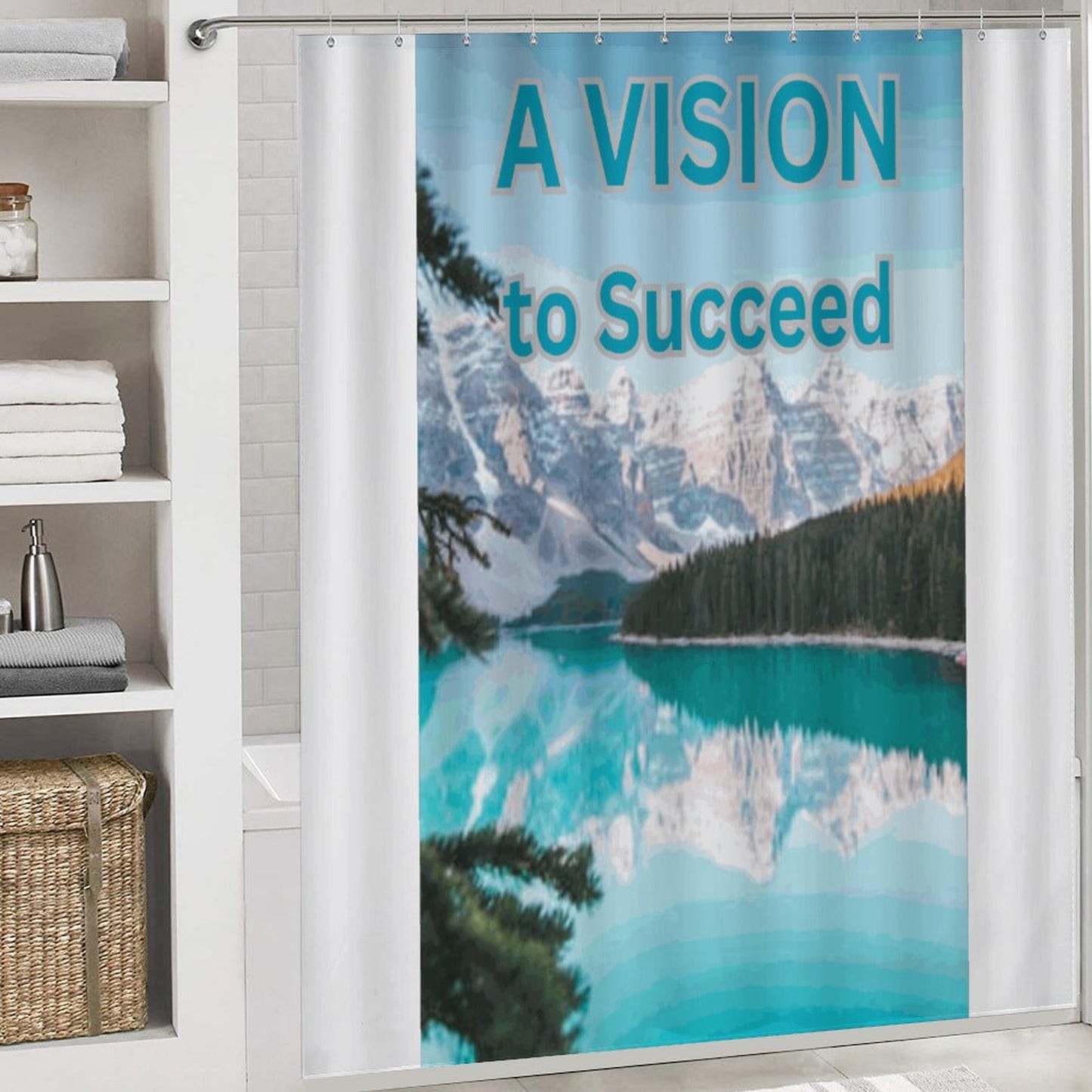 Shower Curtain Set with 3 Rugs