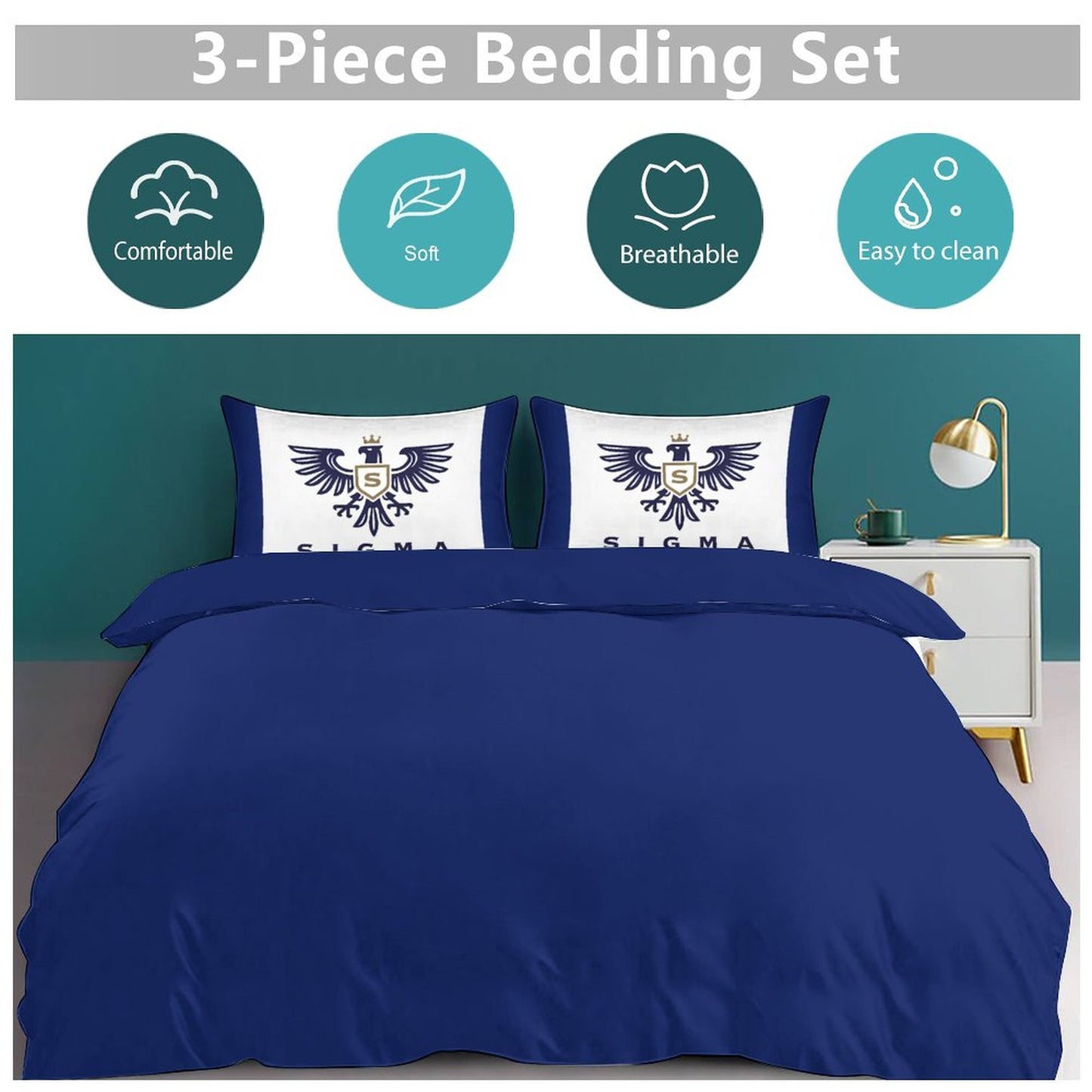 3-Piece Bedding Set-86"×70"/ 218×177cm (Dual-sidede Printing)