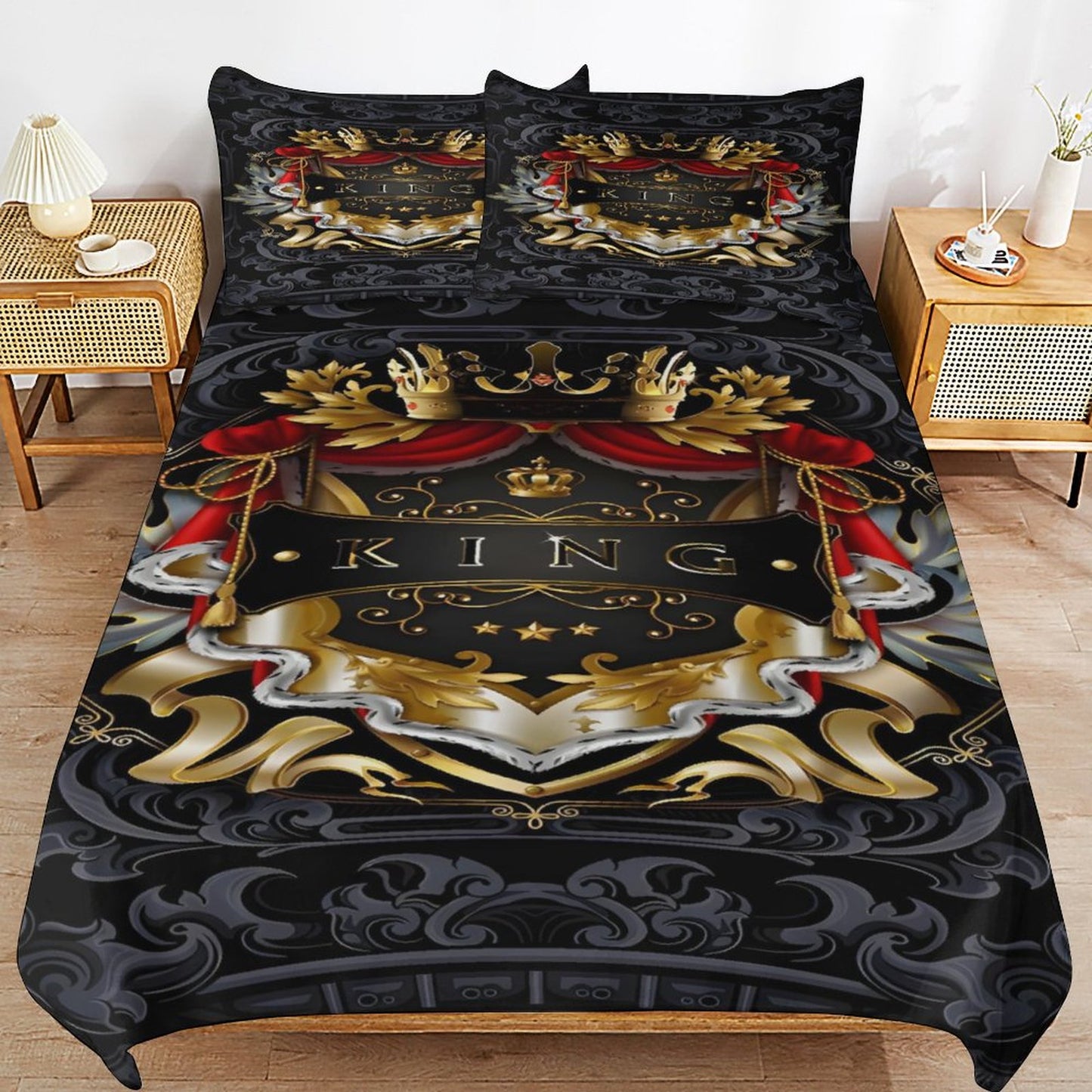 3-Piece Bedding Set-90"x90"/ 229x229cm (Dual-sided Printing)