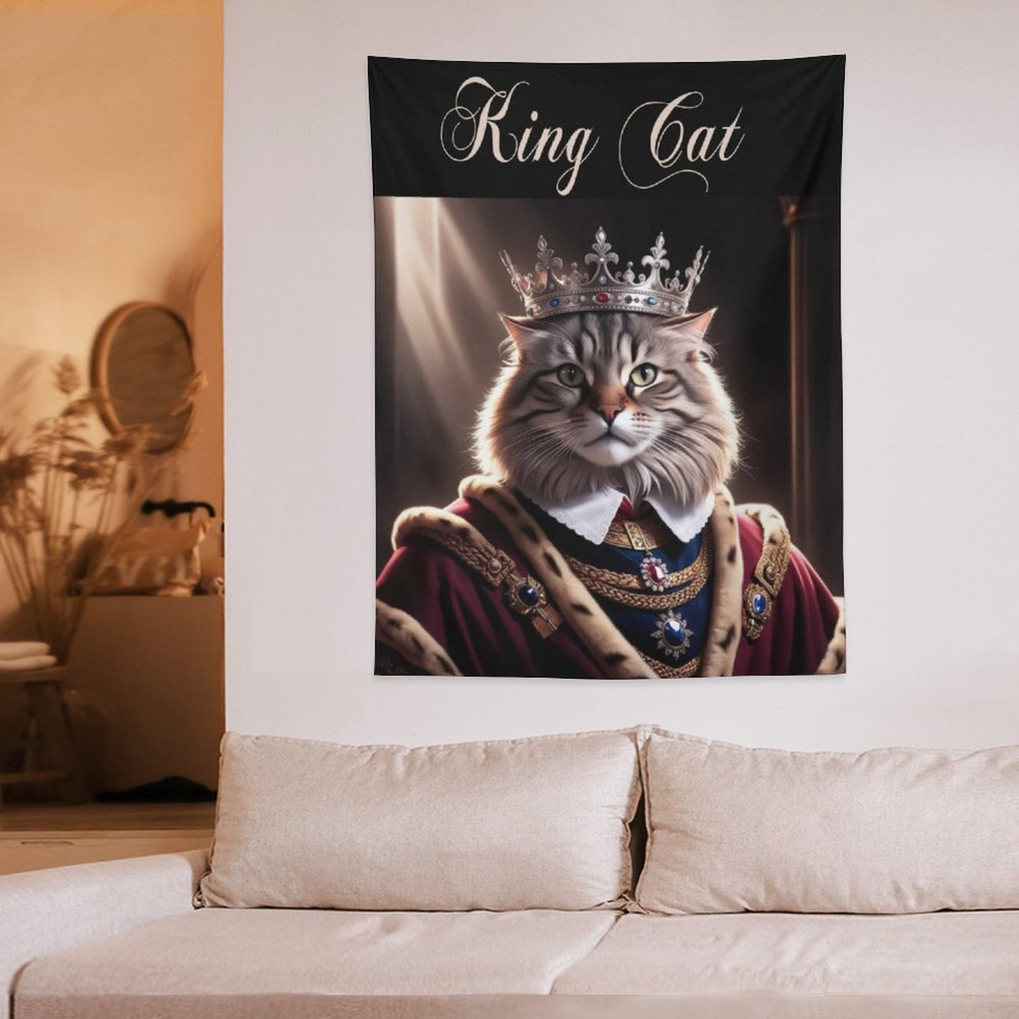 Wall Art with Vertical Tapestry