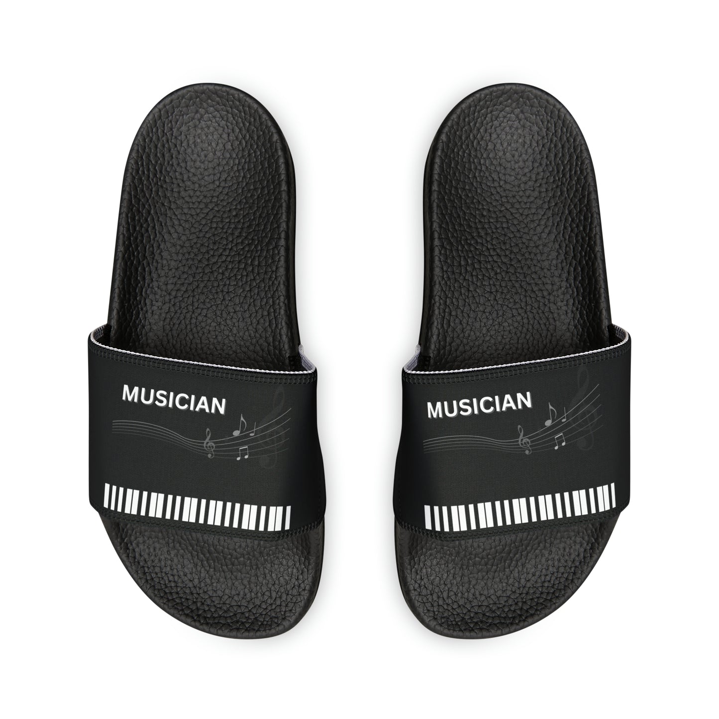 MUSICIAN'S PIANO Unisex Slide Sandals (OPTIONS: BLACK OR WHITE SOLE BOTTOMS)