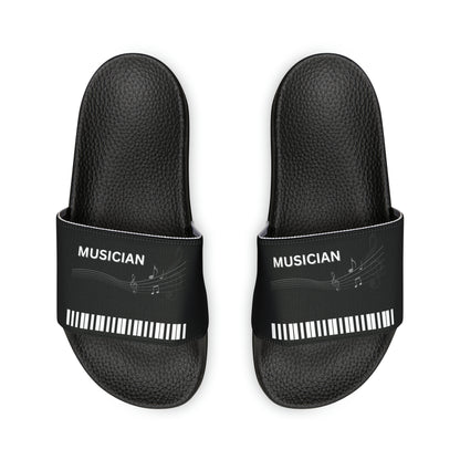 MUSICIAN'S PIANO Unisex Slide Sandals (OPTIONS: BLACK OR WHITE SOLE BOTTOMS)