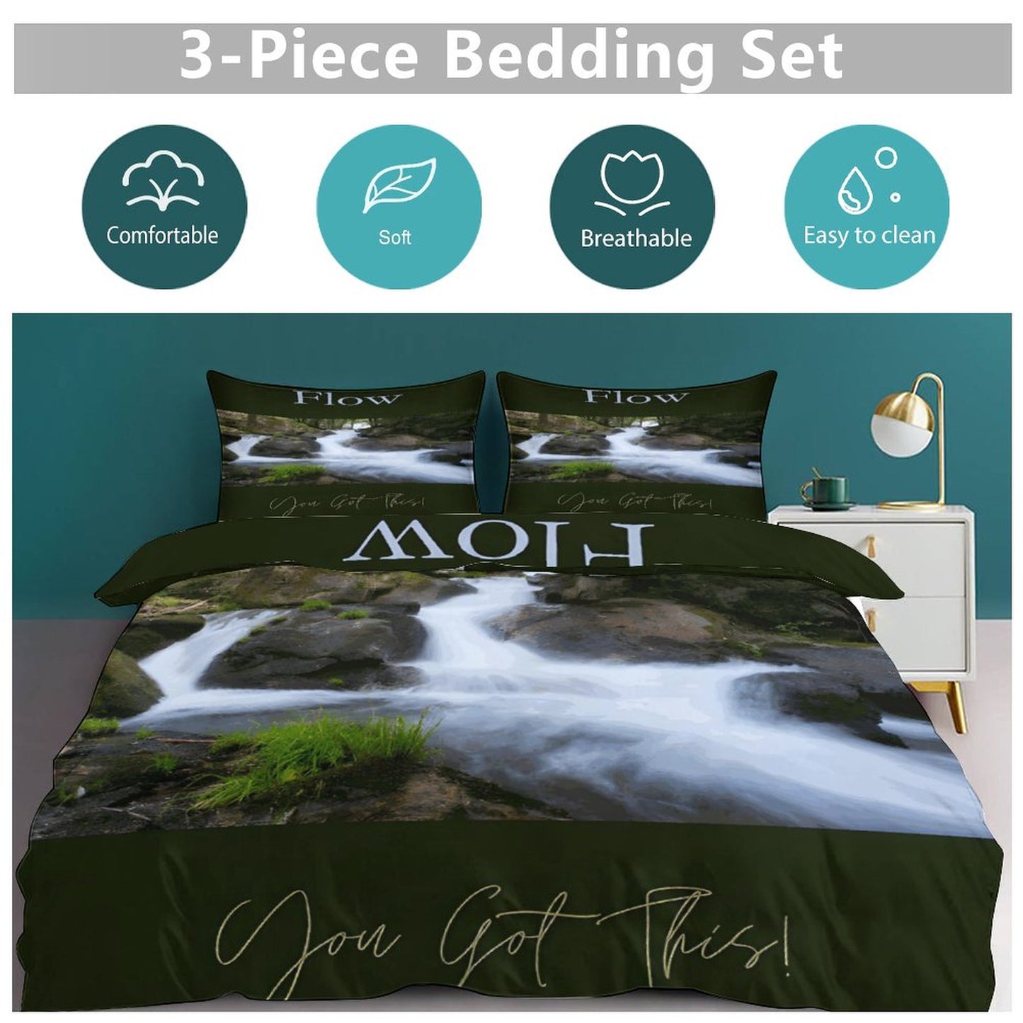 3-Piece Bedding Set-102"x90"/ 259x229cm (Dual-sided Printing)