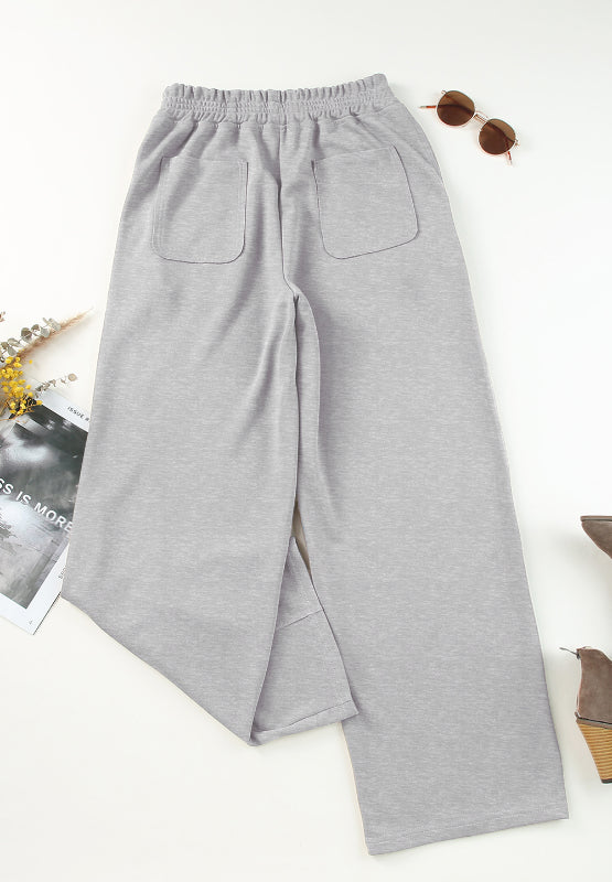 Elastic Waist Sweatpants with Pockets (black/tan/grey)-SMALL-2XL