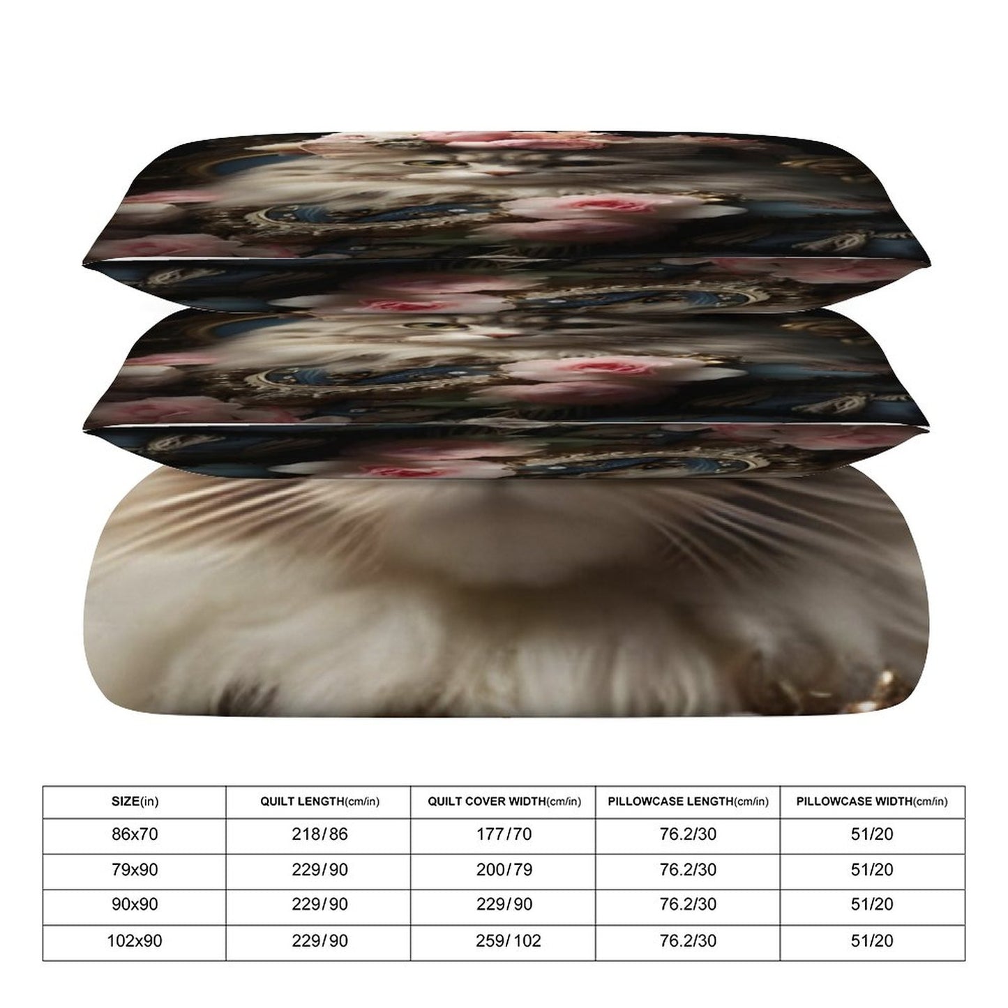 3-Piece Bedding Set-86"×70"/ 218×177cm (Dual-sideded Printing)