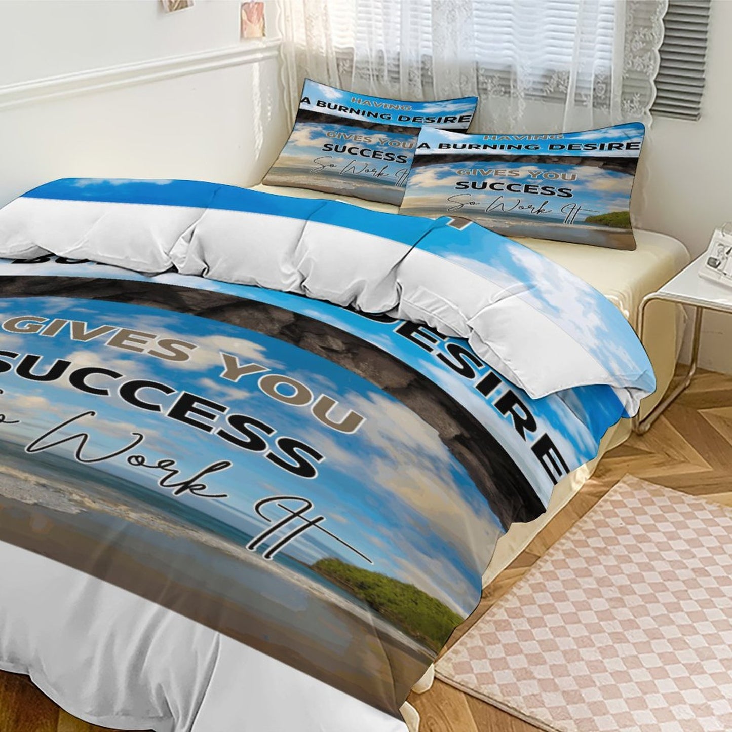 3-Piece Bedding Set-90"x90"/ 229x229cm (Dual-sided Printing)
