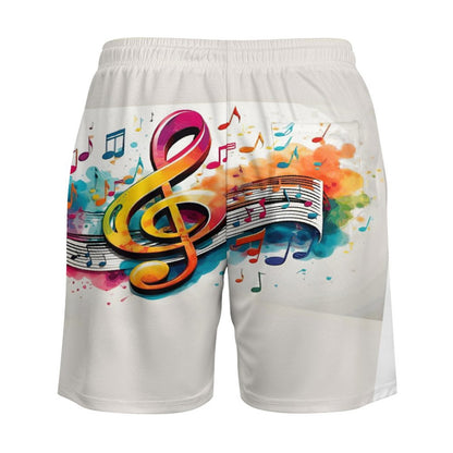 MUSIC GRAFFITI Men's Beach/GYM Shorts with 4 Pockets-SMALL-3XL
