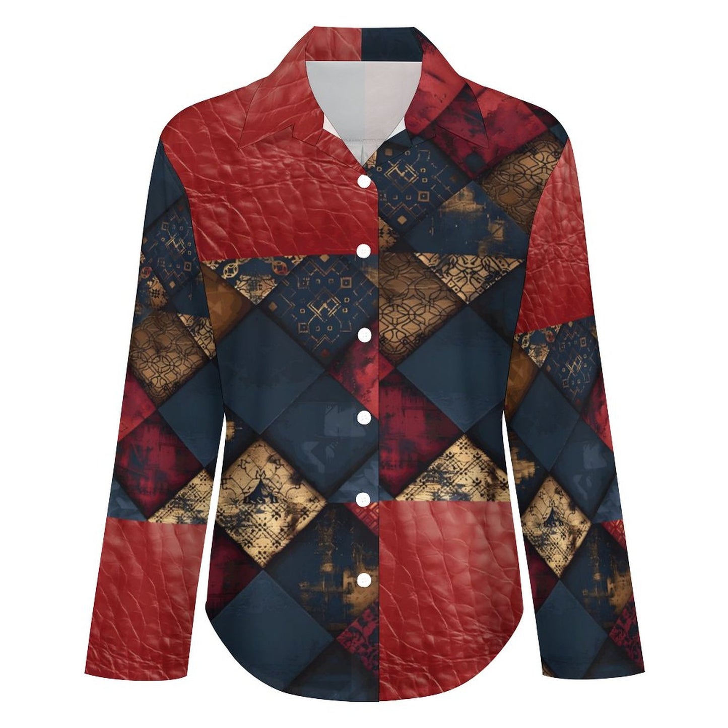 TRIANGLES & LEATHER Women's Shirt-Irregular hem-*SMALL-8XL