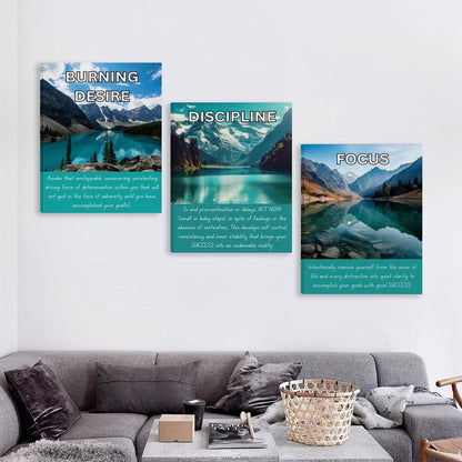 Vertical Multicolor Framed Wall Art-4:5 Aspect Ratio(One-sided Printing)BURNING DESIRE/DISCIPLINE/FOCUS