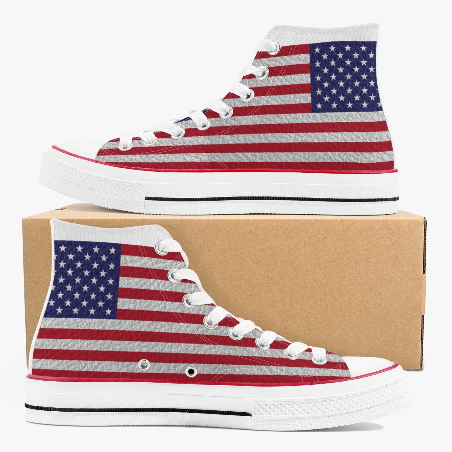 USA FLAG High-Top White Sneakers