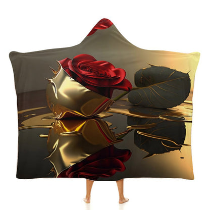 ROSE IN GOLD Wrap Hooded Blanket-50"x60"/ 130x150cm