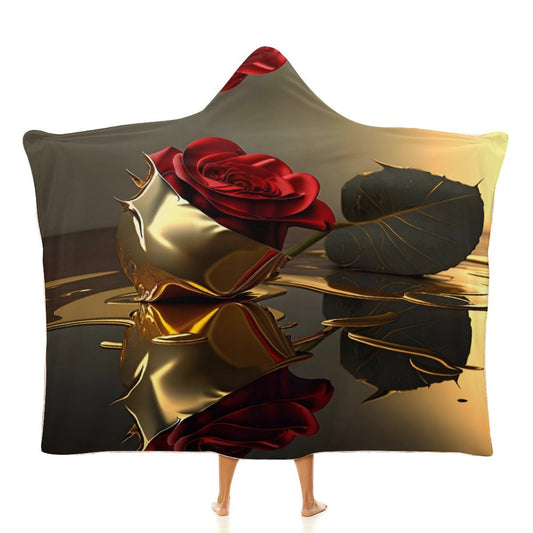 ROSE IN GOLD Wrap Hooded Blanket-50"x60"/ 130x150cm
