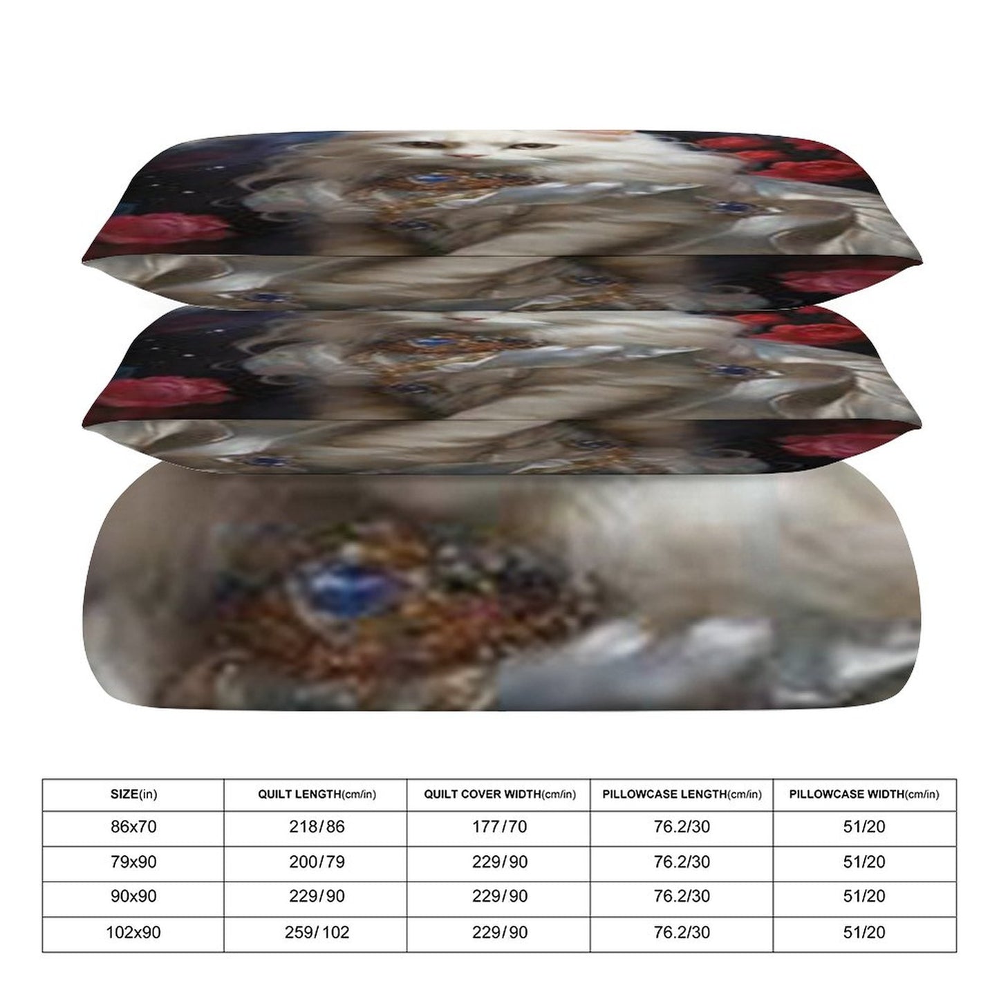3-Piece Bedding Set-102"x90"/ 259x229cm (Dual-sided Printing)