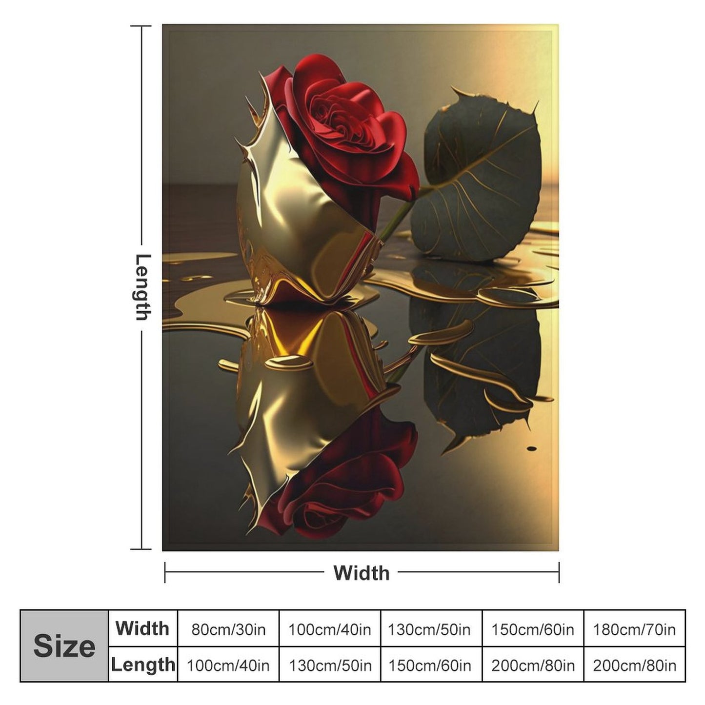 ROSE IN GOLD Flannel Blanket-60"x80" (Dual-sided Printing)