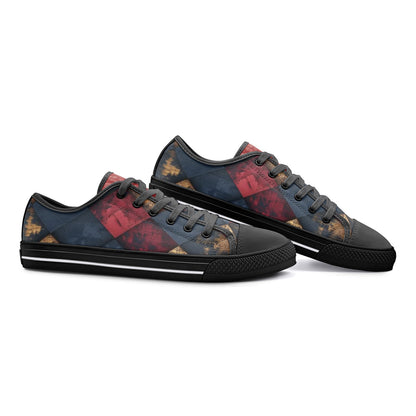 TRIANGLES & LEATHER Unisex Low Top Canvas Shoes (white or black soles)