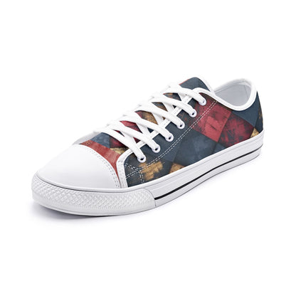 TRIANGLES & LEATHER Unisex Low Top Canvas Shoes (white or black soles)