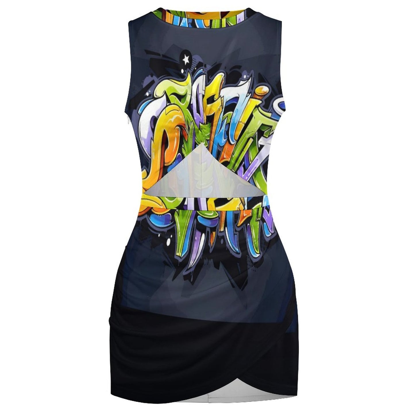 COLORFUL GRAFFITI Cutout Bodycon Tank Dress-SMALL-5XL
