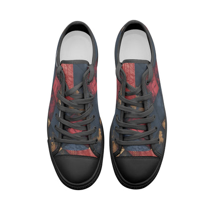 TRIANGLES & LEATHER Unisex Low Top Canvas Shoes (white or black soles)