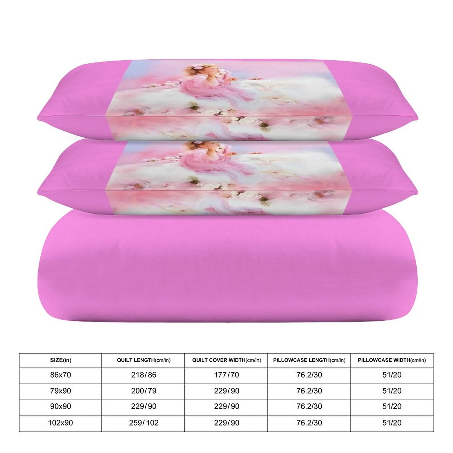 3-Piece Bedding Set-90"x90"/ 229x229cm (Dual-sided Printing)