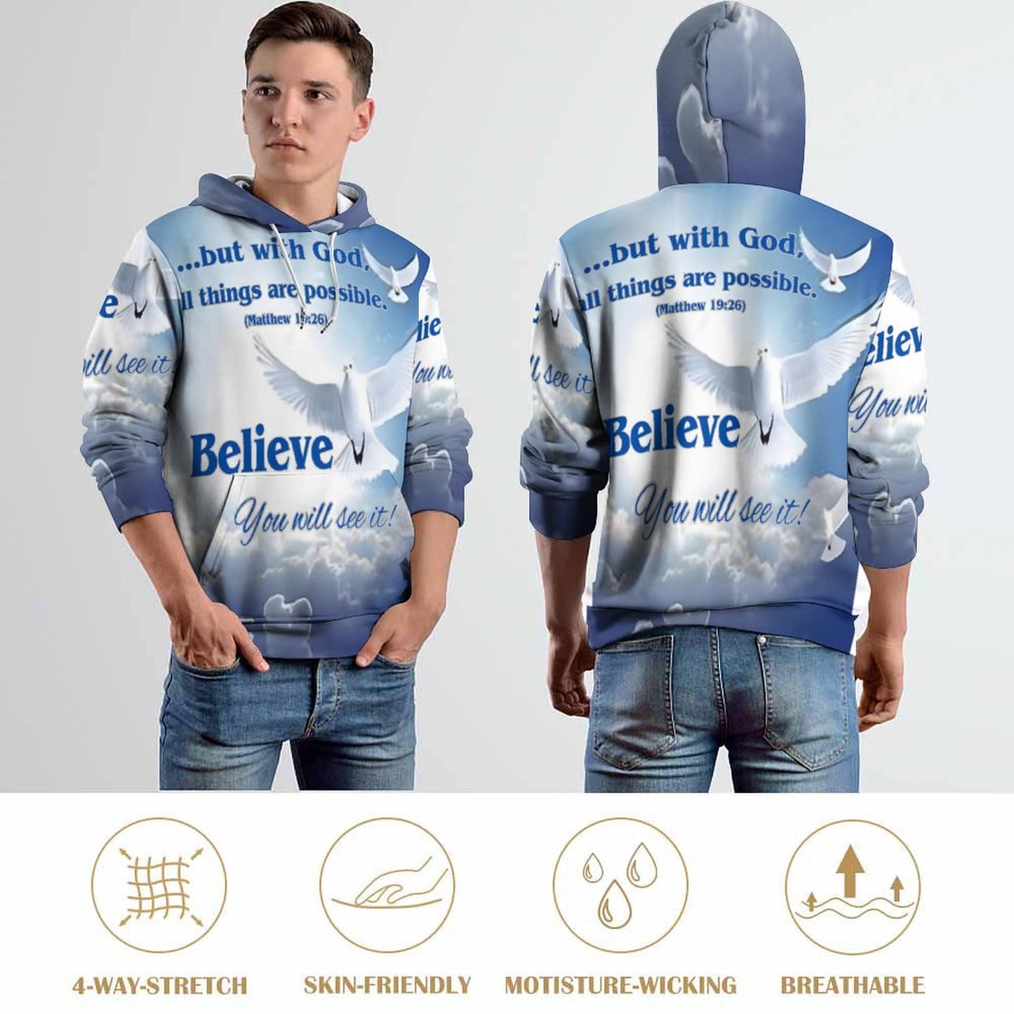 230gsm Printed Hoodie for Men (All-Over Printing)