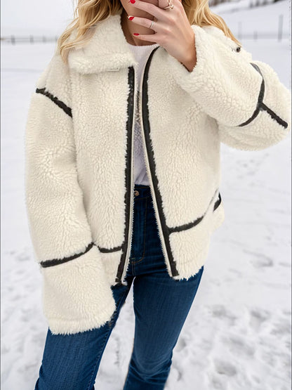 Zip Up Long Sleeve Sherpa Jacket-XS-L