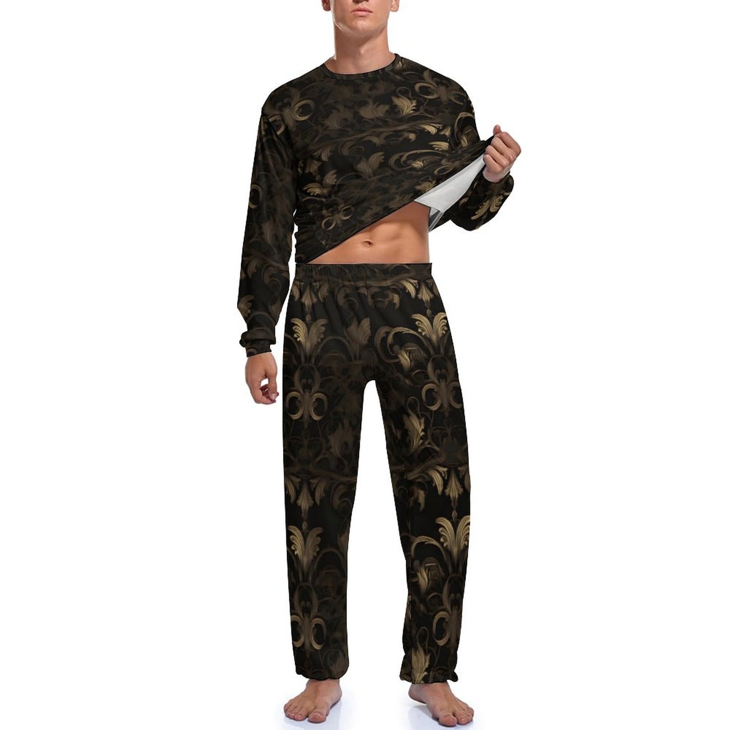 BLACK & GOLD ACCENT Men's Loungewear Set-SMALL-2XL