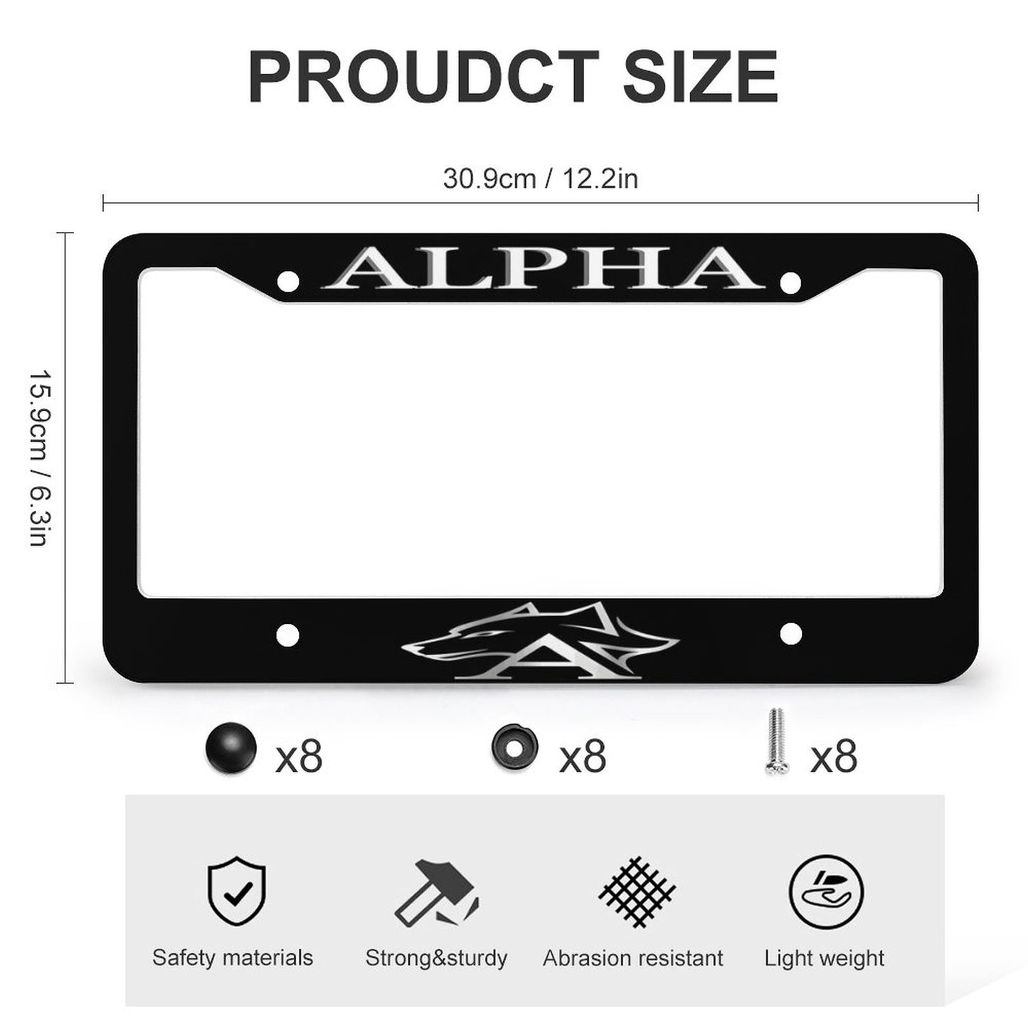 License Plate Frames with 4 Round Holes (1 Pair)