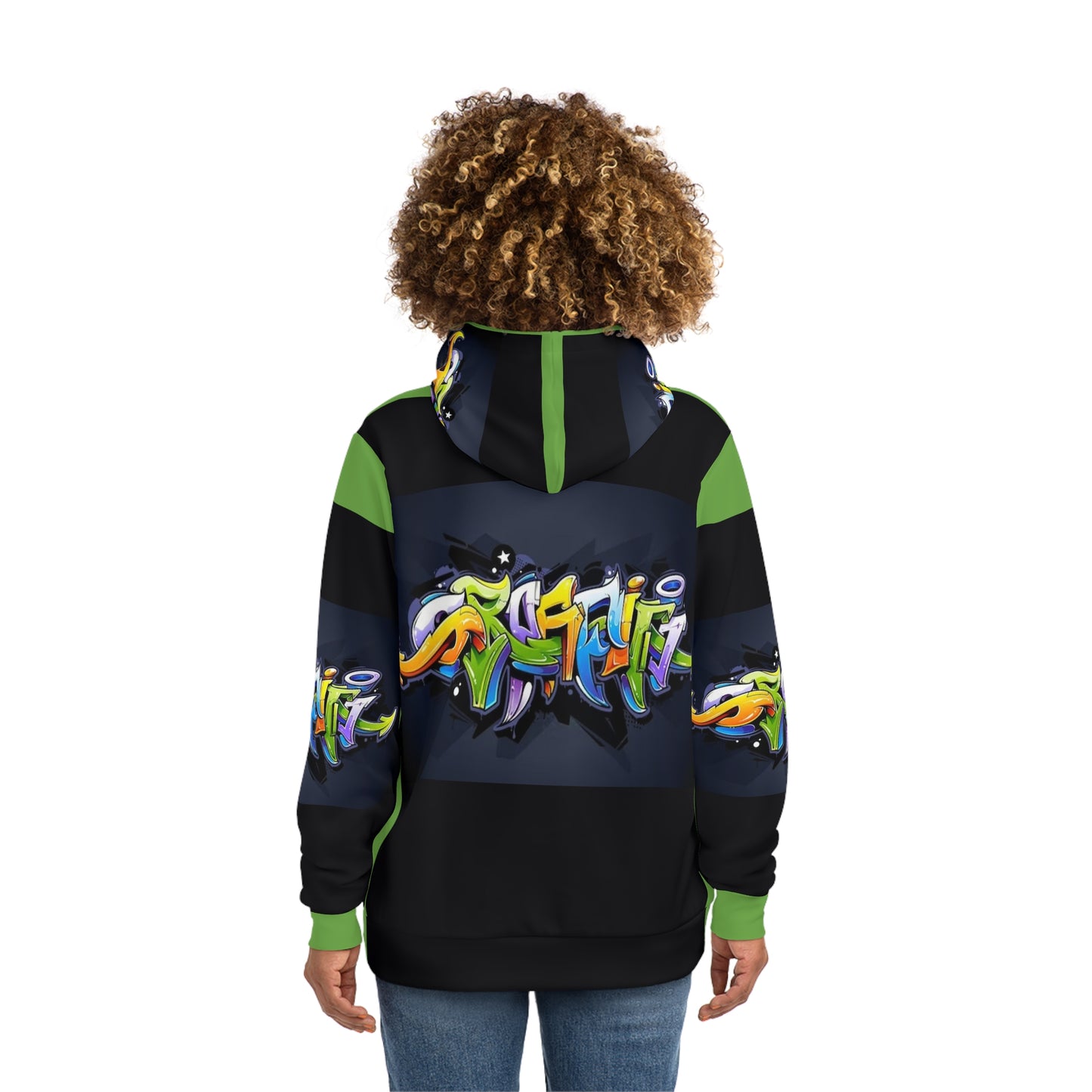 COLORFUL GRAFFITI UNISEX black/lime Fashion Hoodie