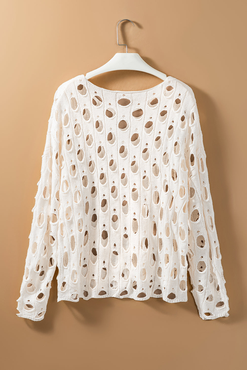 Cutout Round Neck Dropped Shoulder Knit Cover Up-SMALL-XL
