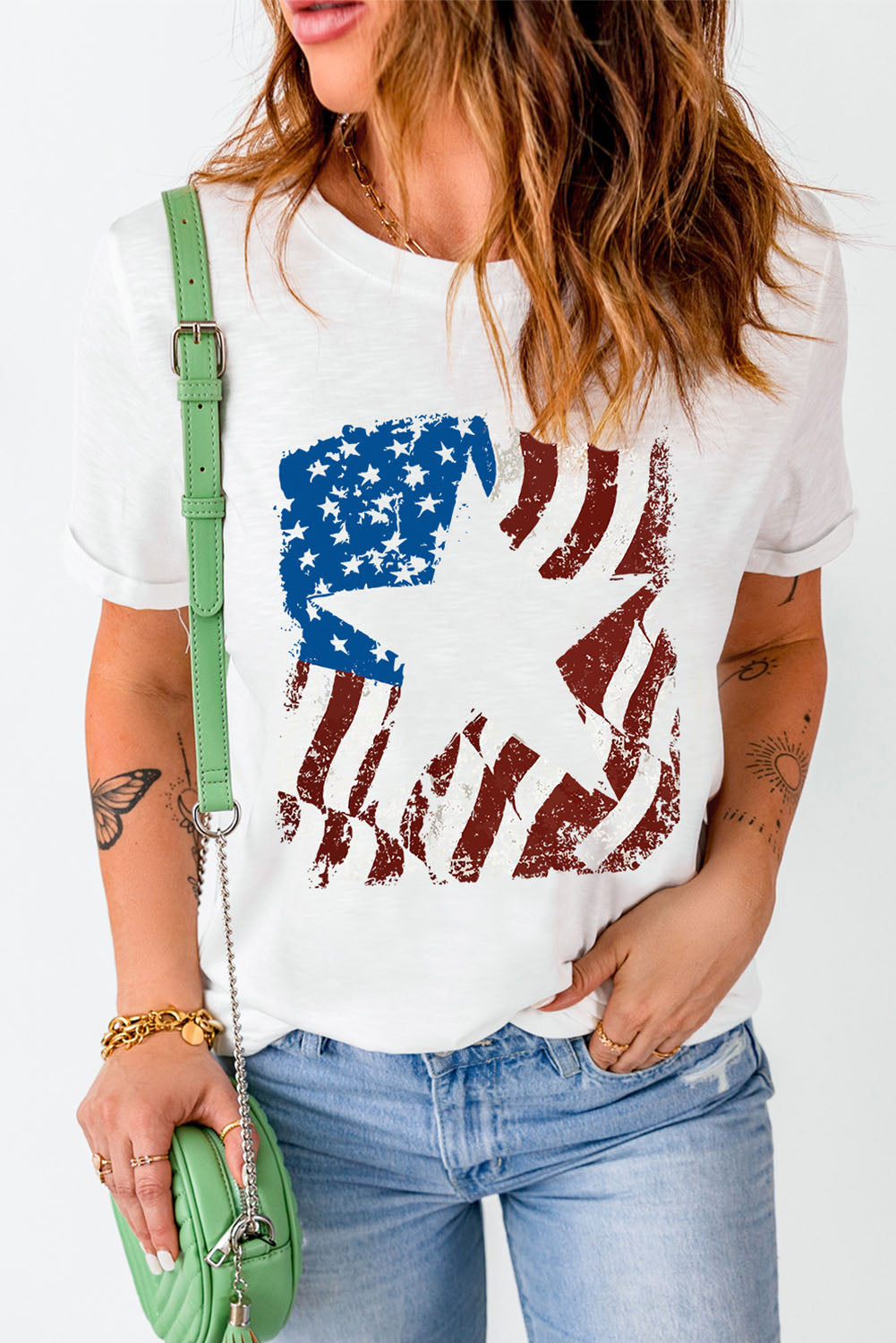 US Flag Graphic Round Neck Tee-SMALL-2XL