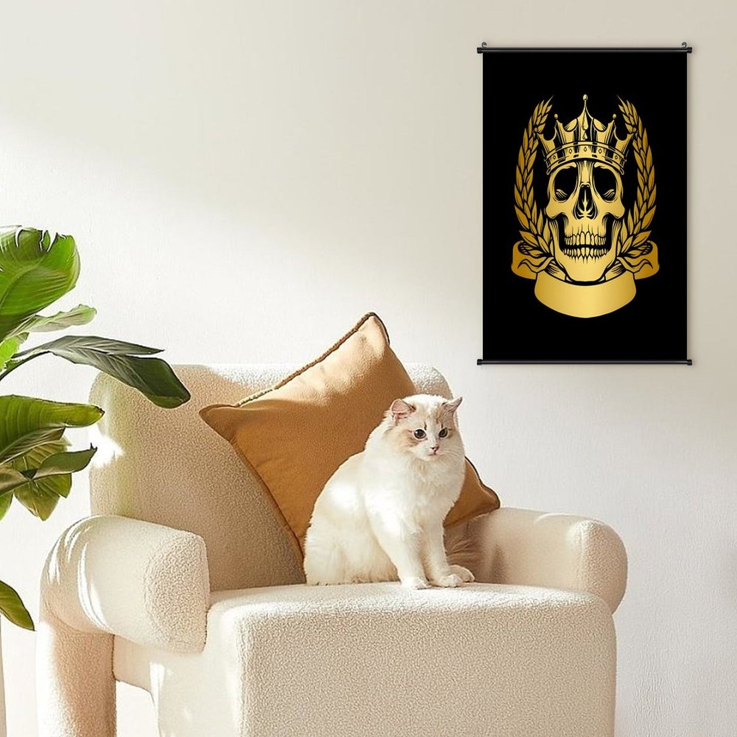 Canvas Hanging Poster with Scrolls-16"x24"/ 40x60cm-GOLD SKULL