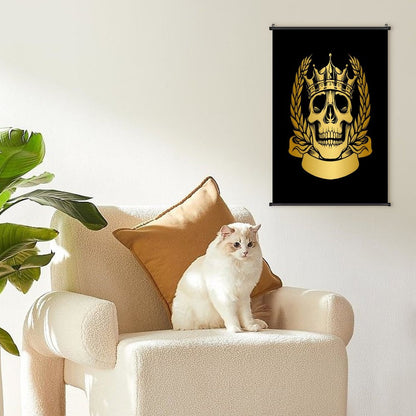 Canvas Hanging Poster with Scrolls-16"x24"/ 40x60cm-GOLD SKULL