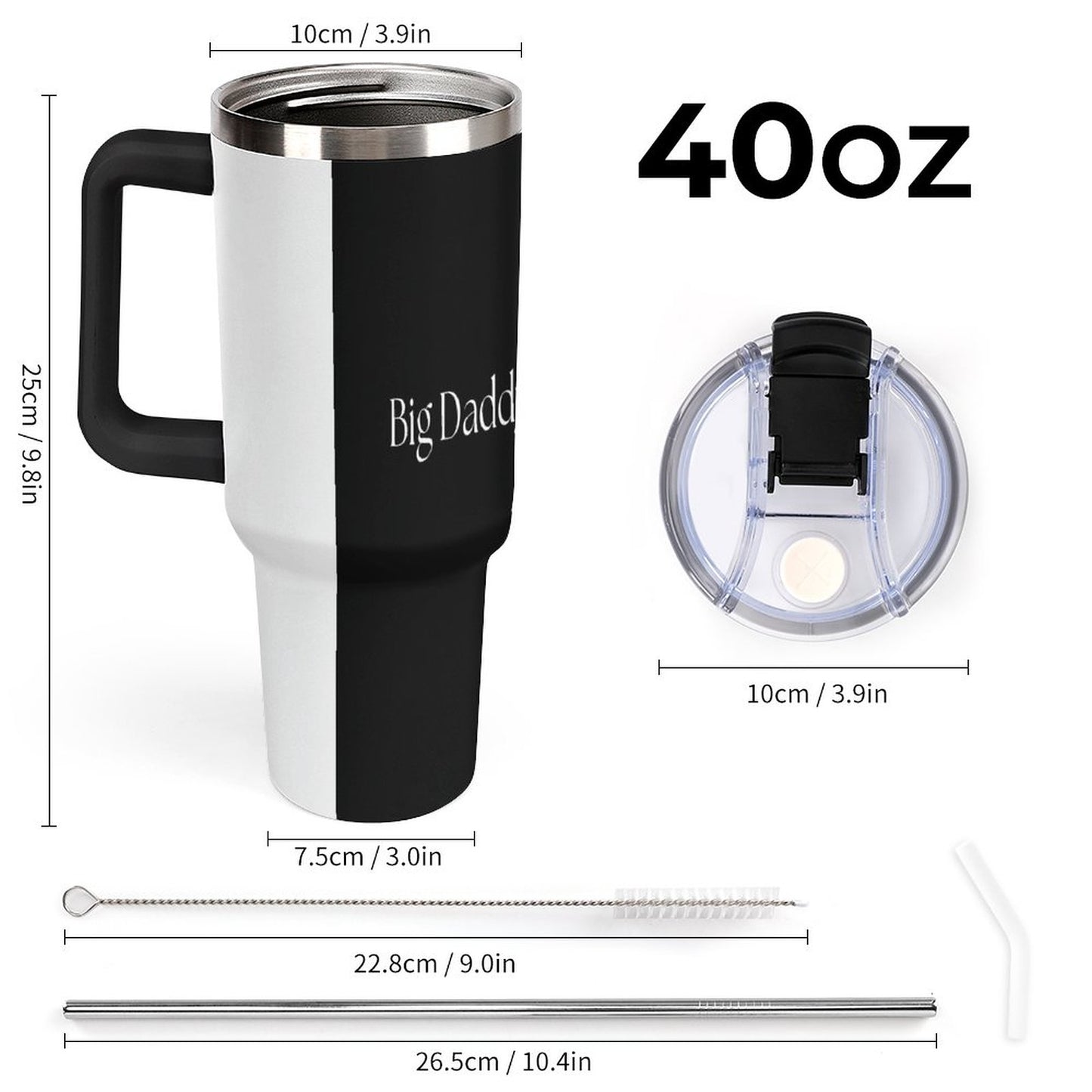 40oz Insulated Tumbler with Handle and Straw