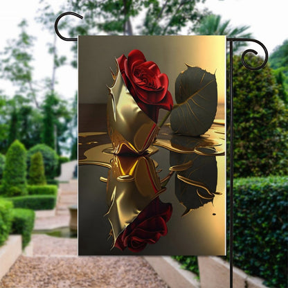 ROSE IN GOLD Garden Flag (2 Pics on 2 Sides)-12"x18"