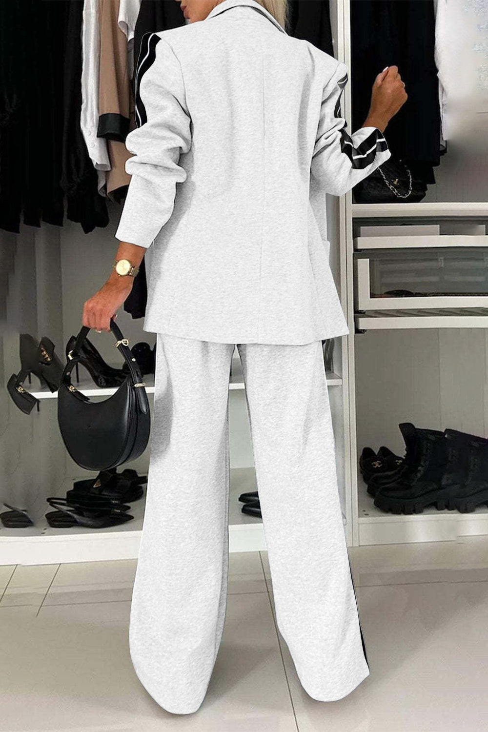 Pant Suit Set (light grey/royal blue/black/white/french blue/mauve/green)-SMALL-3XL