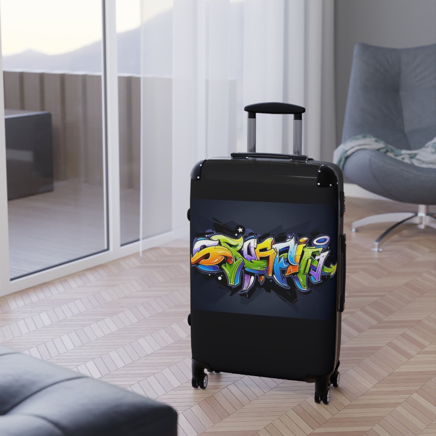 COLORFUL GRAFFITI Suitcase-SMALL, MEDIUM, LARGE (with lock/4 double swivel wheels/inner pockets)