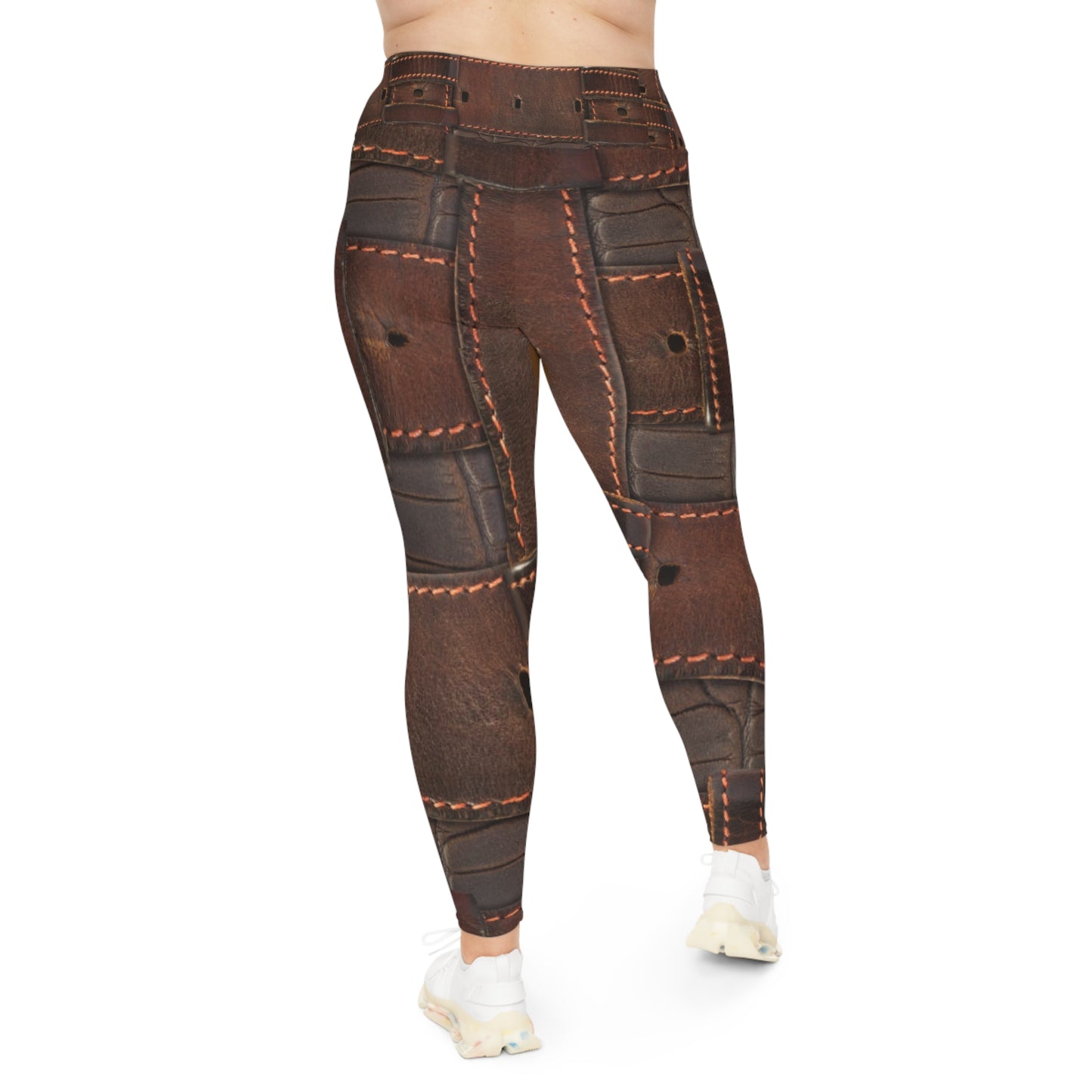 RUGGED LEATHER BUCKLE Print Plus Size Leggings-2XL-6XL
