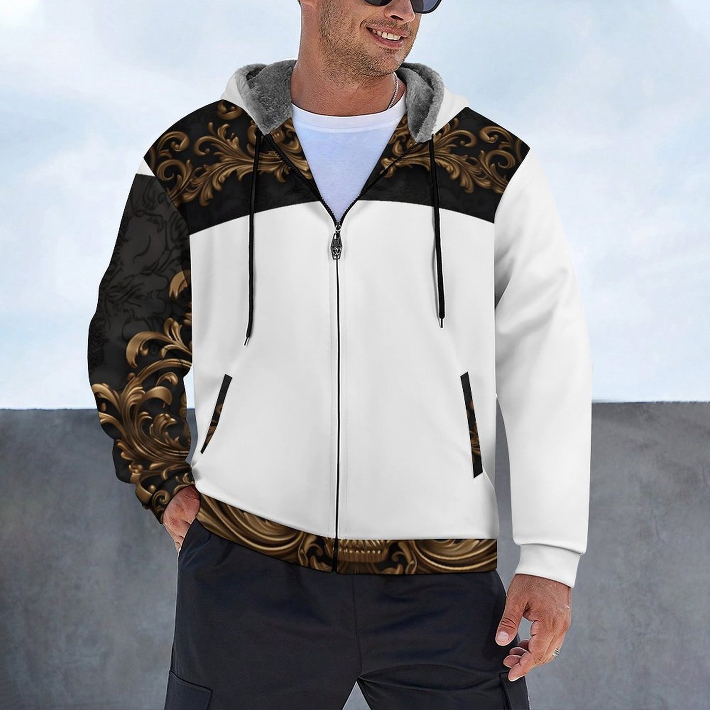 230gsm Full Zip up Hoodie with Plush Lining WZIP (All-Over Printing)