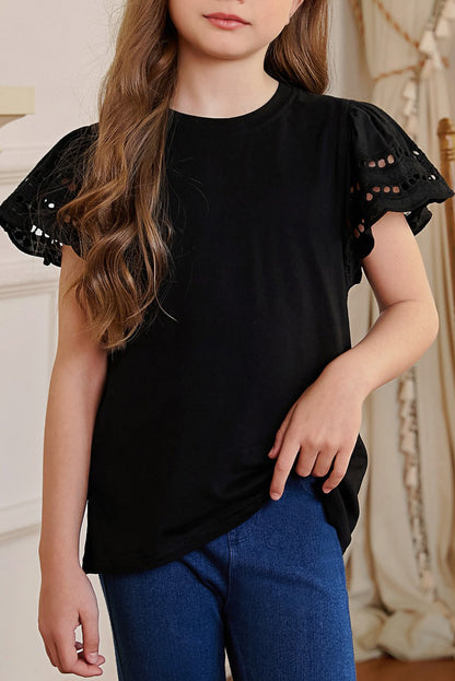 Round Neck Flutter Sleeve T-Shirt (white/black/blue/lt. green)-SMALL-3XL