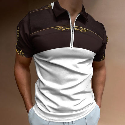 Men's Short Sleeve POLO Shirt with Zipper B470 (All-Over Printing)