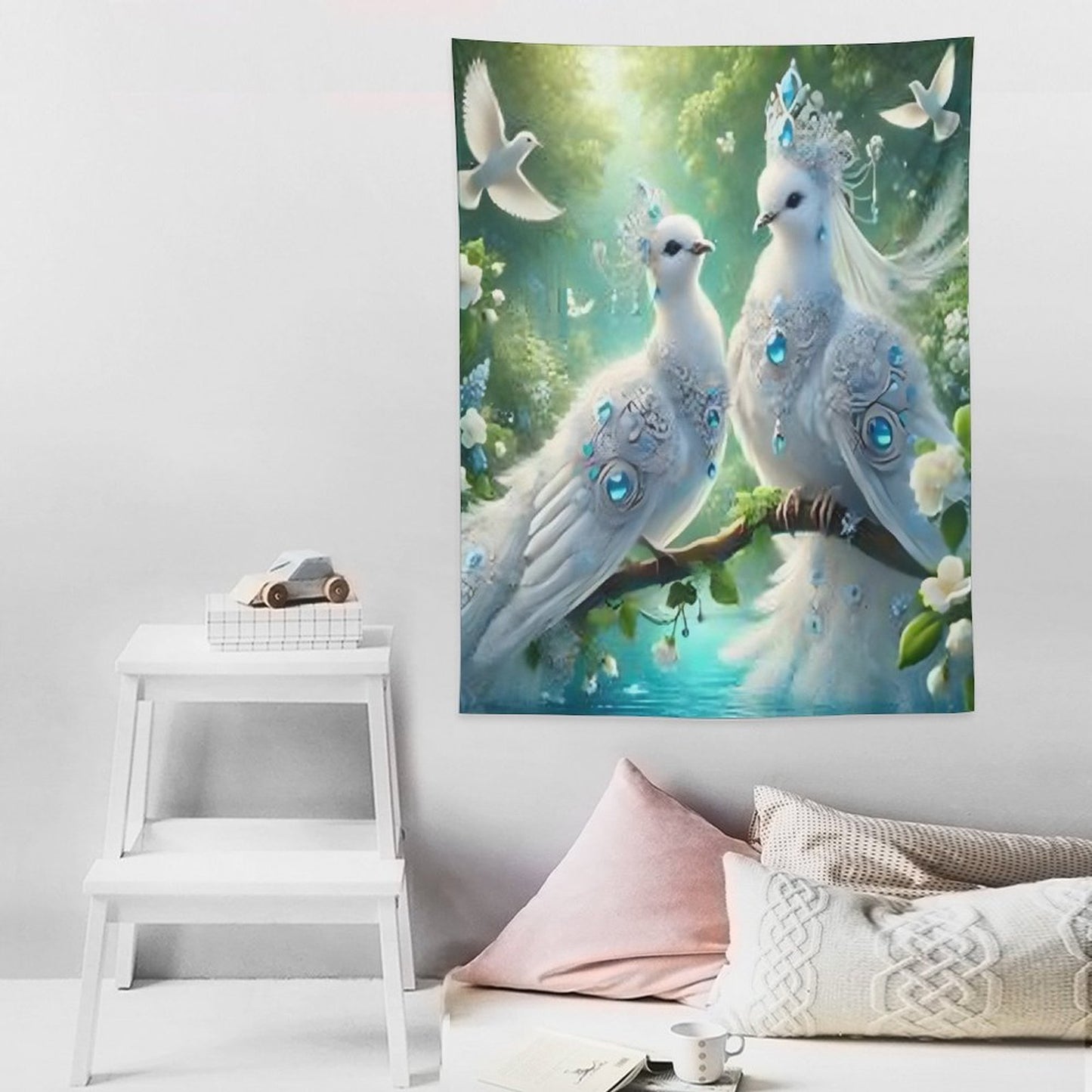 Wall Art with Vertical Tapestry