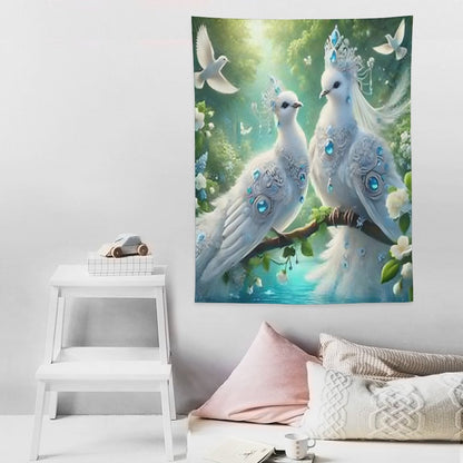 Wall Art with Vertical Tapestry