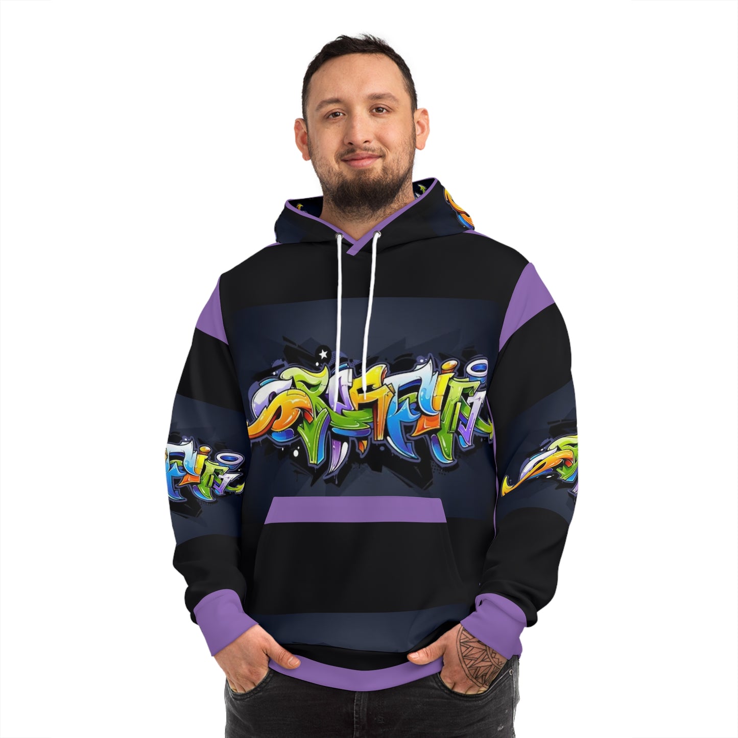 COLORFUL GRAFFITI UNISEX black/purple Fashion Hoodie