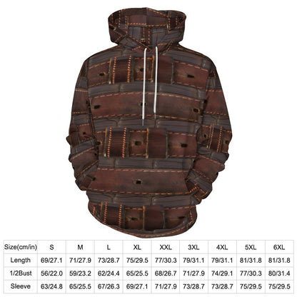 RUGGED LEATHER BUCKLE Print Hoodie for Women with Double-layer Cap-SMALL-6XL
