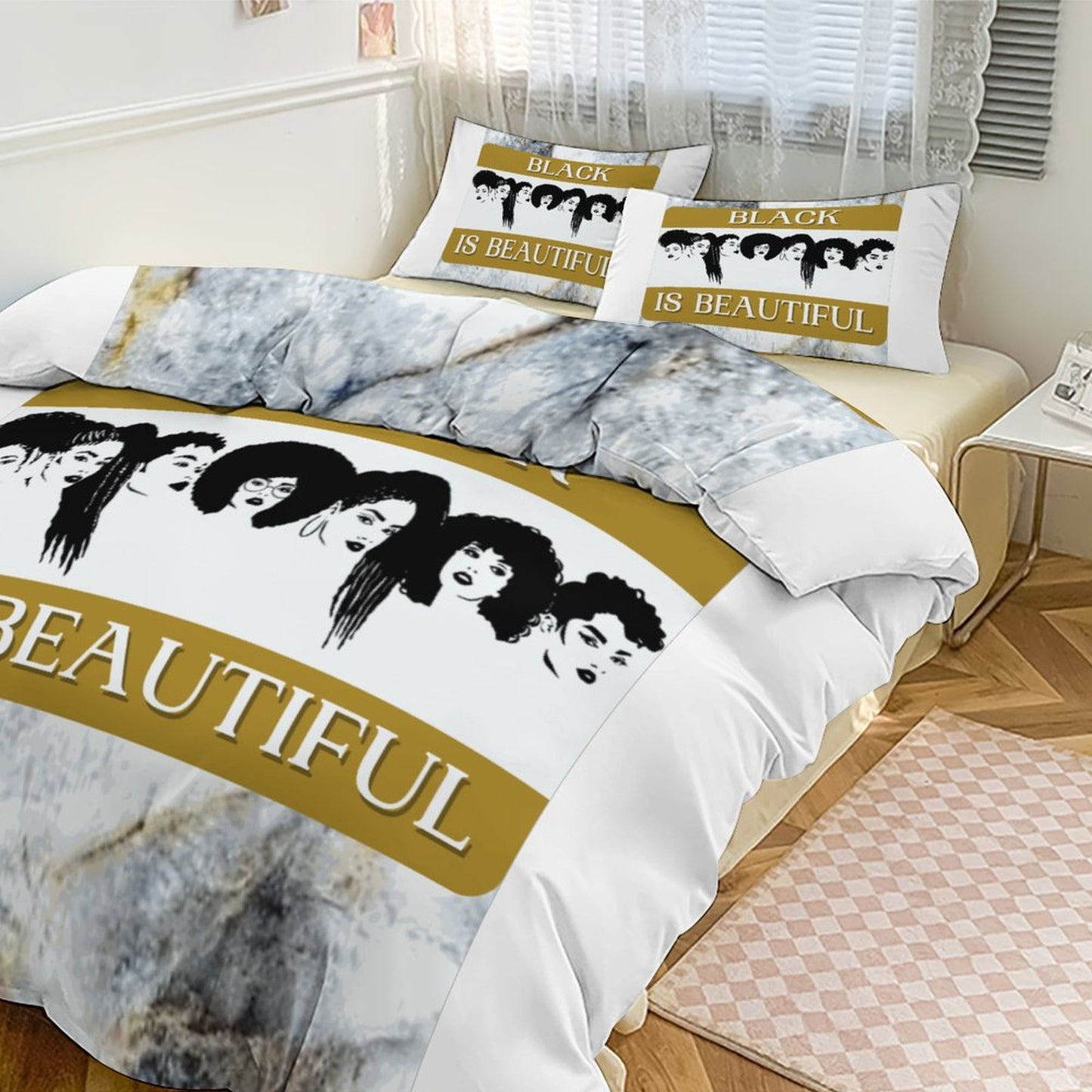 3-Piece Bedding Set-90"x90"/ 229x229cm (Dual-sided Printing)