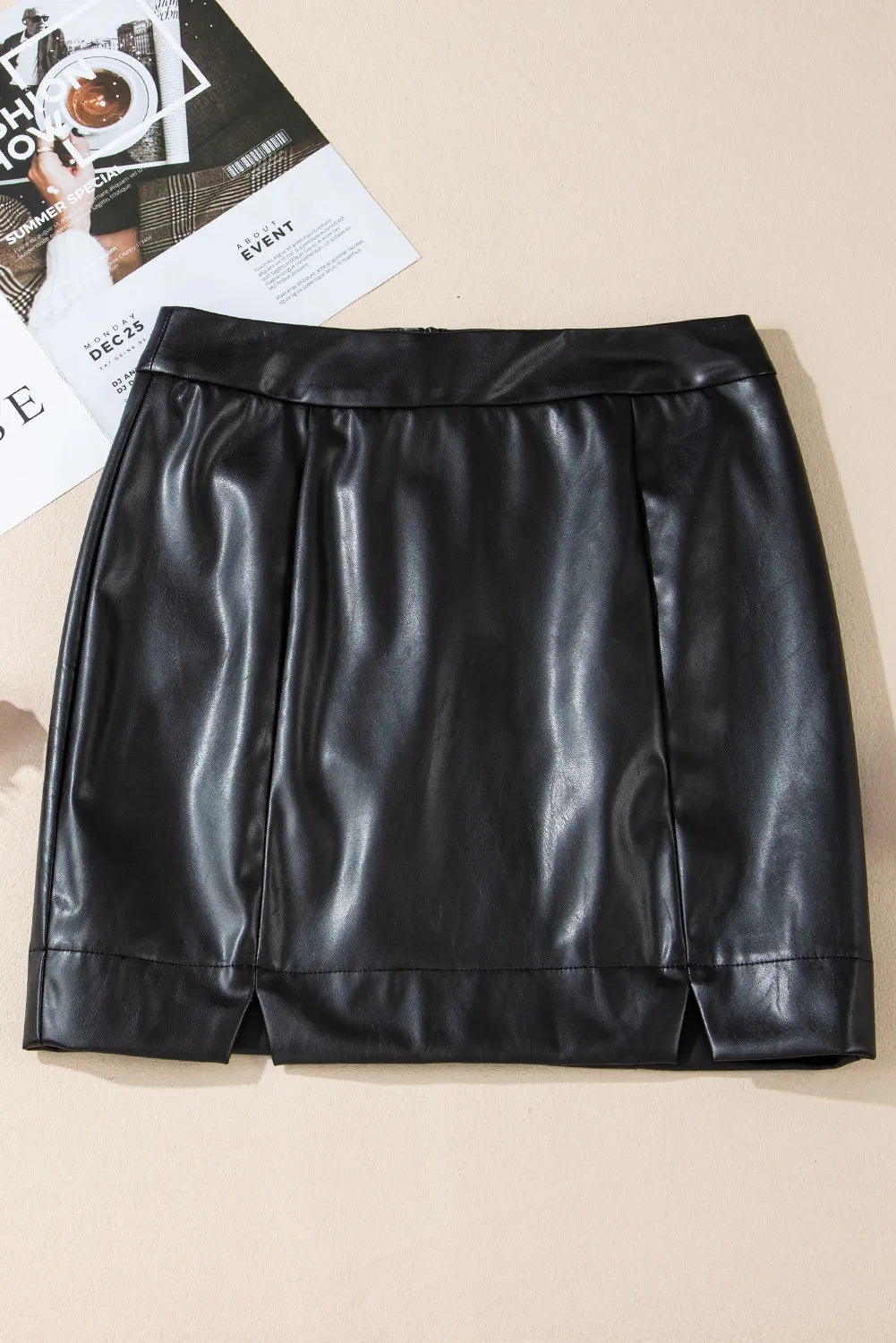 PU Leather Mini Skirt-SMALL-XL