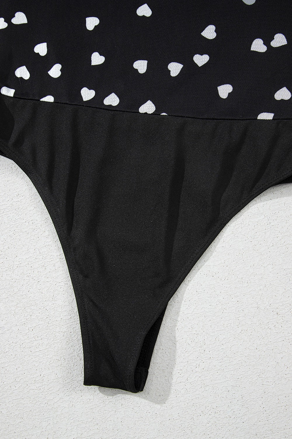 Heart Square Neck Long Sleeve Bodysuit-S-XL
